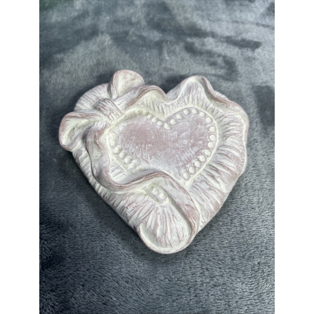 Vintage Isabel Bloom 4" Heart With Bow Rare Signed Art Pottery Ceramic Crafts 97